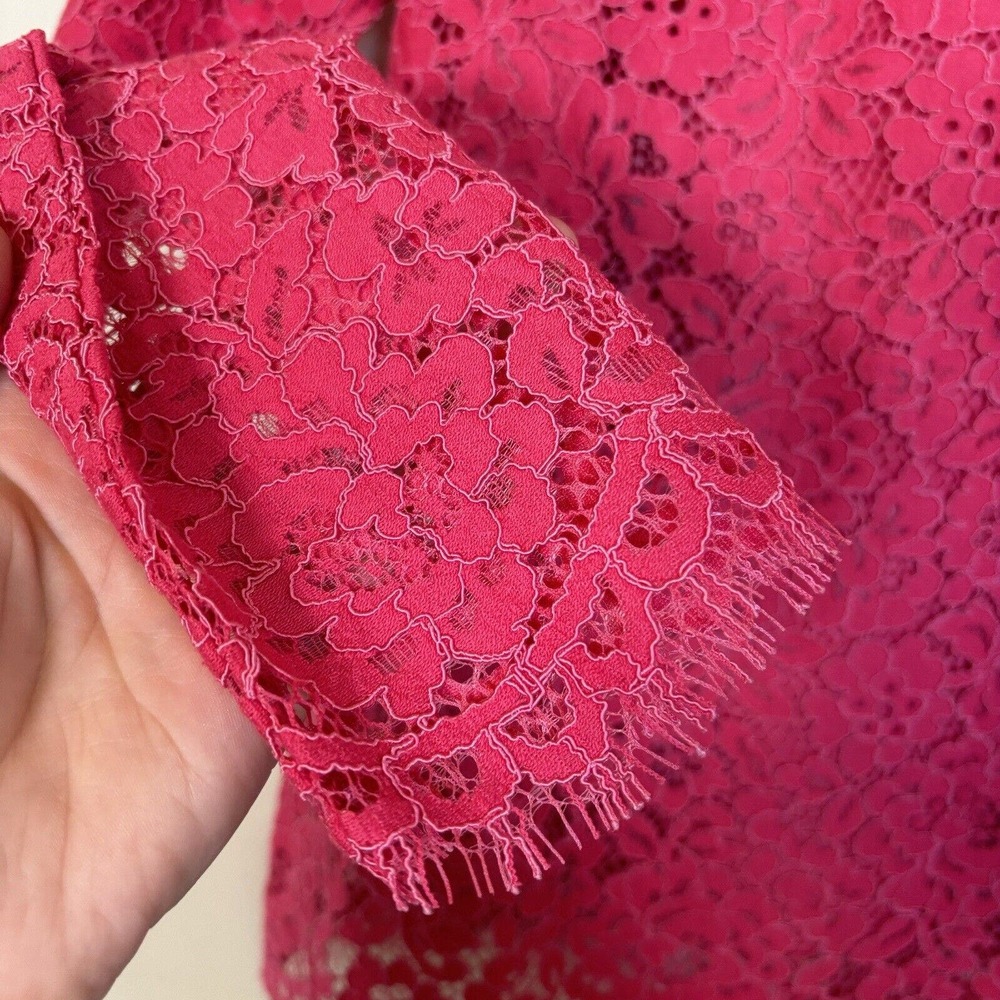 J. Crew Womens 2 Scalloped Mock Neck Laced Long Sleeve Top in Dragonfruit NWT - Picture 5 of 8